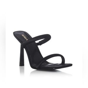 Alias Mae Ashley Womens Satin Stiletto Heel Sandals Shoes Black NWOB Sz 38 US 7